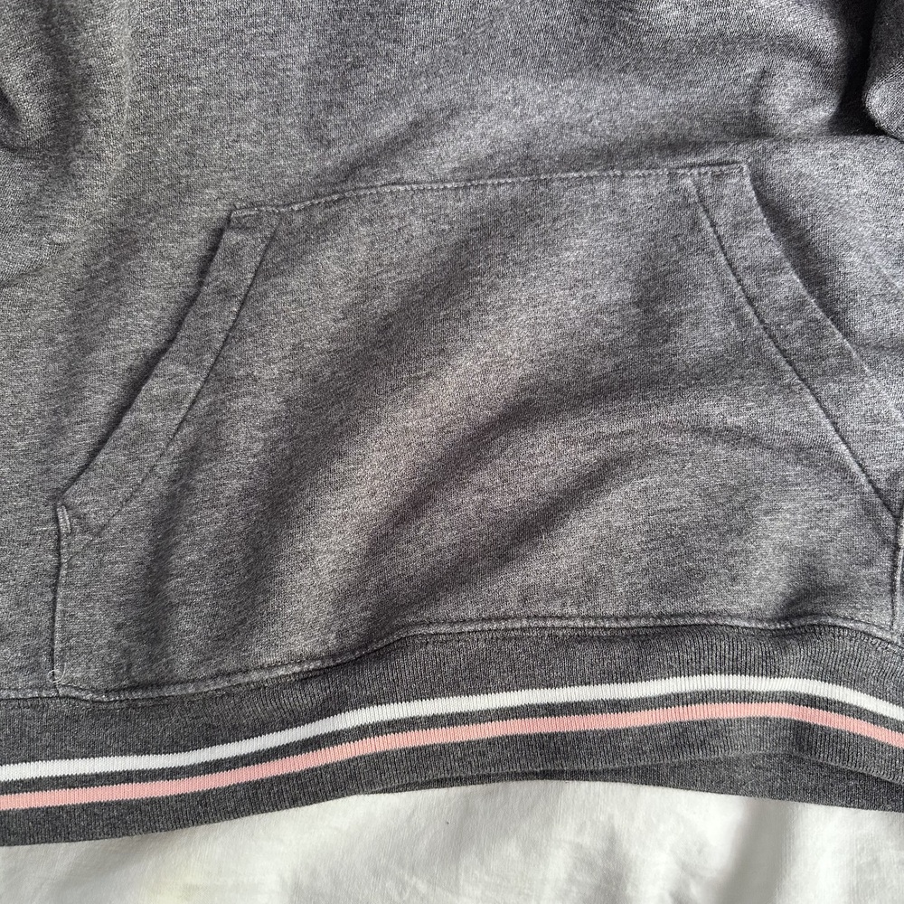 Nike S Collegiate Pink & Gray Pullover Hoodie Striped Hem Cuffs - Picture 8 of 10